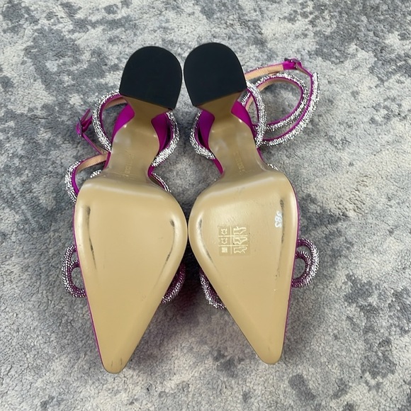 New Mach & Mach Double Bow Platform Crystal Sparkle Pointed Toe Heels Sz 37 - Picture 12 of 17